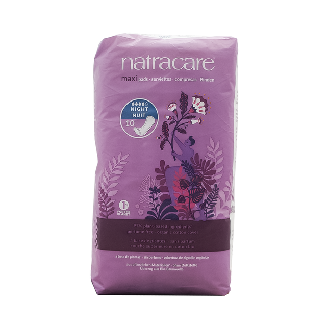 NatraCare - Organic Cotton Maxi Pads for Nighttime | 10 Pads