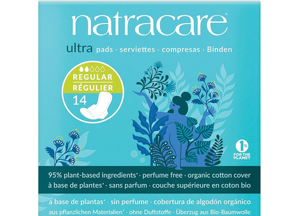 NatraCare – Serviettes ultra avec ailettes en coton biologique – Normal | 14 serviettes