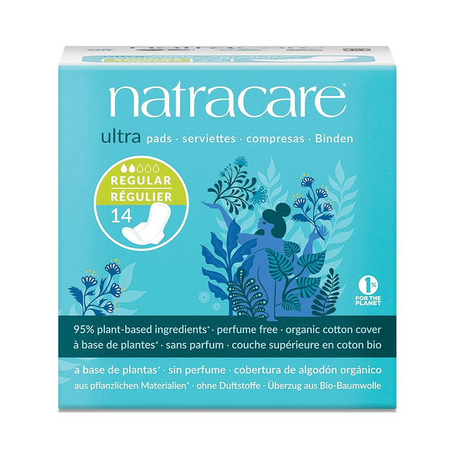 NatraCare - Organic Cotton Ultra Pads with Wings - Regular | 14 Pads