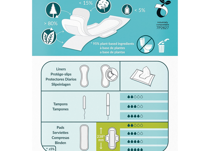 NatraCare – Serviettes ultra avec ailettes en coton biologique – Normal | 14 serviettes