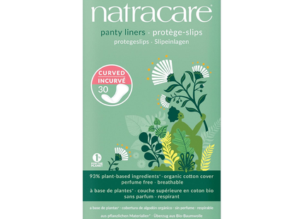 NatraCare - Protège-Slips Courbés en Coton Bio | 30 Protège-Slips