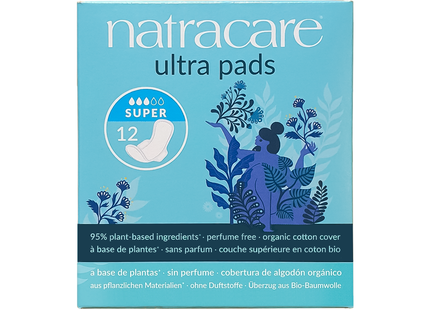 NatraCare - Organic Cotton Ultra Pads with Wings - Super | 12 Pads