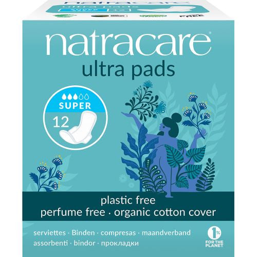 NatraCare Ultra Pads en coton biologique - Super | 12 tampons