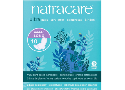 NatraCare - Organic Cotton Ultra Pads with Wings - Long | 10 Pads