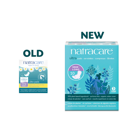 NatraCare - Serviettes Ultra en Coton Bio avec Ailettes - Longues | 10 Serviettes