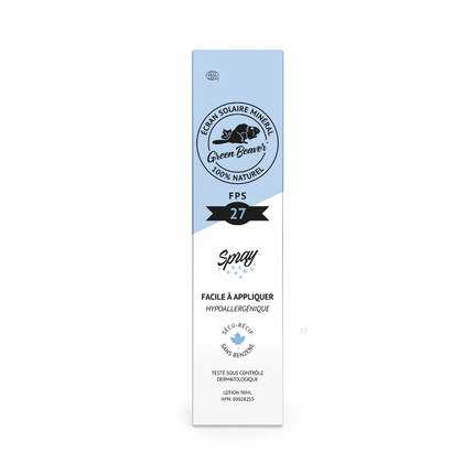 Green Beaver - Spray solaire minéral naturel FPS 27 | 90 ml
