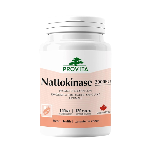 Provita - Nattokinase 2000 FU 100 mg Antithrombotic, Supports Cardiovascular Health | 120 Capsules