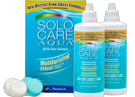 Solution tout-en-un pour lentilles de contact Solo Care Aqua | 2 x 360 ml