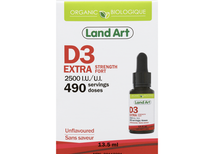 Land Art - Organic D3 Extra Strength 2500 IU, Unflavoured | 13..5 mL