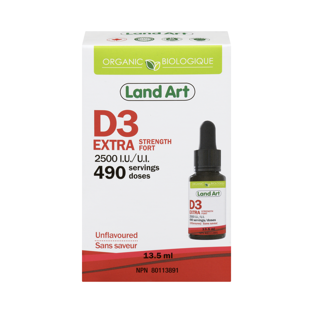 Land Art - Organic D3 Extra Strength 2500 IU, Unflavoured | 13..5 mL