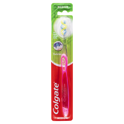 Colgate - Twister Toothbrush - Medium Bristle - Assorted Colours | 1 Toothbrush