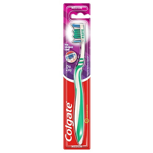 Colgate - Zig Zag Toothbrush - Medium Bristle - Assorted Colours | 1 Toothbrush