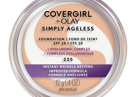 COVERGIRL + Olay - Fond de teint Simply Ageless SPF 28 antirides instantané, 225 | 12 g