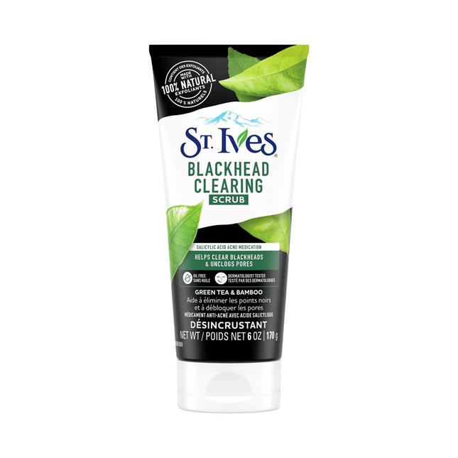 St. Ives - Blackhead Clearing Scrub for Acne, Green Tea & Bamboo Scent | 170 g