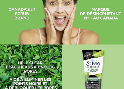 St. Ives - Gommage anti-points noirs pour l'acné, parfum thé vert et bambou | 170 g