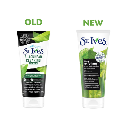 St. Ives - Gommage anti-points noirs pour l'acné, parfum thé vert et bambou | 170 g