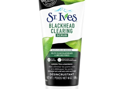 St. Ives - Blackhead Clearing Scrub for Acne, Green Tea & Bamboo Scent | 170 g