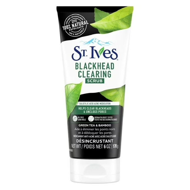 St. Ives - Blackhead Clearing Scrub for Acne, Green Tea & Bamboo Scent | 170 g