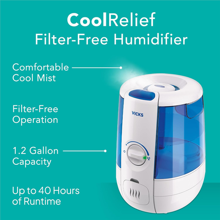 Vicks - Humidificateur à vapeur froide CoolRelief | 4,5 L