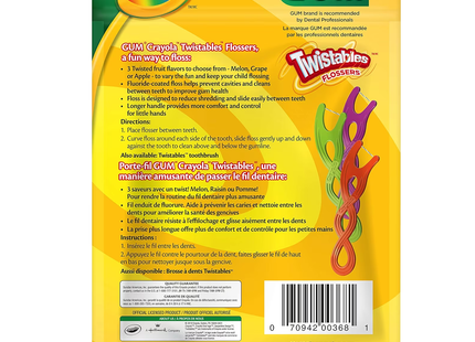 GUM - Twistables Flossers  - 3 Fruit Flavours | 40 Count