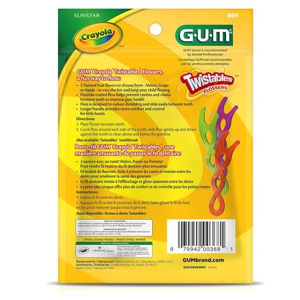 GUM - Fil dentaire Twistables - 3 saveurs de fruits | 40 unités