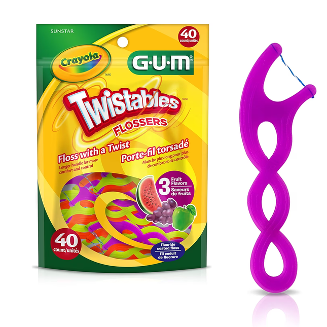GUM - Fil dentaire Twistables - 3 saveurs de fruits | 40 unités