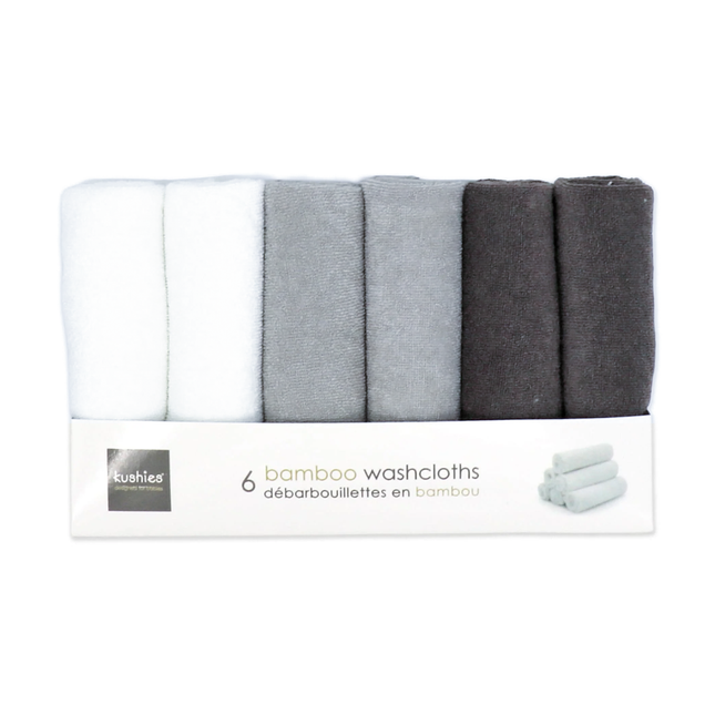 Kushies - Bamboo Washcloths 23 cm x 23 cm | 6 Washcloths