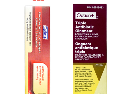 Option+ Pommade triple antibiotique enrichie en vitamine E | 15g