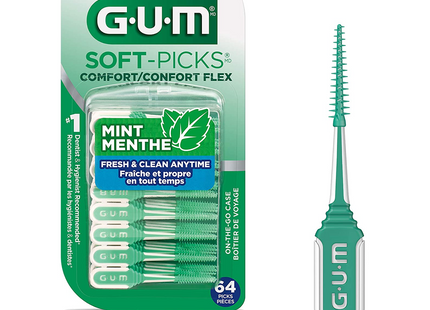 GUM - Soft-Picks Comfort Flex Toothpicks - Mint | 64 Individual Picks
