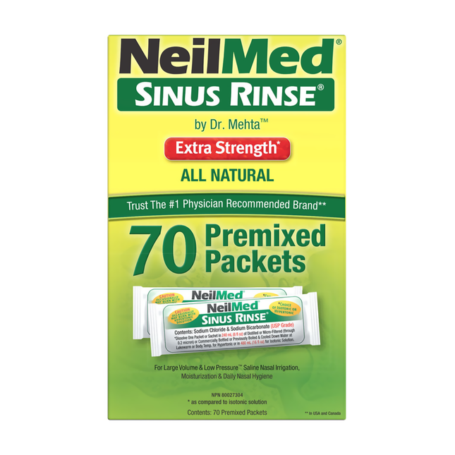 NeilMed - Rinçage des sinus entièrement naturel - Extra fort - | 70 paquets prémélangés