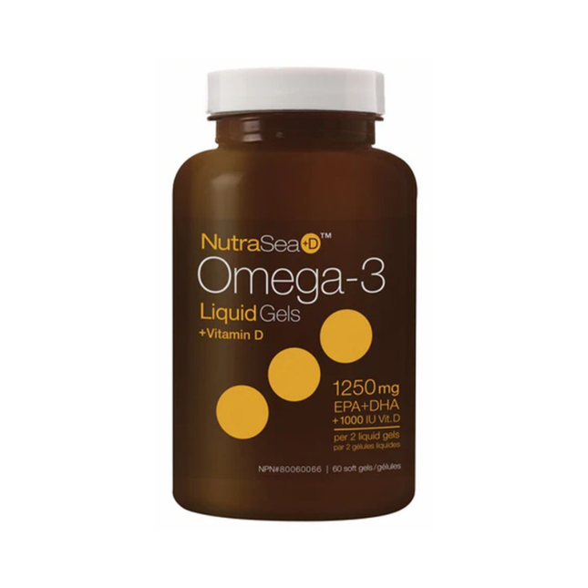 NutraSea Omega-3 Liquid Gels + Vitamin D - Fresh Mint | 60 Soft Gels