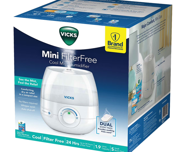 Vicks - Cool Mist Mini FilterFree Humidifier | 1.9 L – White Cross E-Store