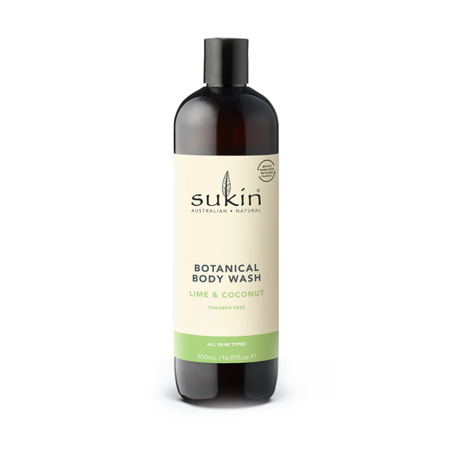 Sukin - Gel douche botanique - Tous types de peau - Citron vert et noix de coco | 500 ml