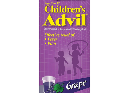 ADVIL - Children's Advil Ibuprofen USP Grape Flavour Ages 2-12 USP 100mg/5ml | 100 mL