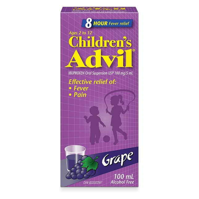 ADVIL - Children's Advil Ibuprofen USP Grape Flavour Ages 2-12 USP 100mg/5ml | 100 mL