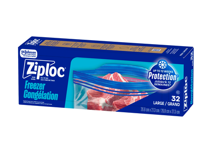 Ziploc - Grip N' Seal Freezer Bags Value Pack, Large | 32 Bags