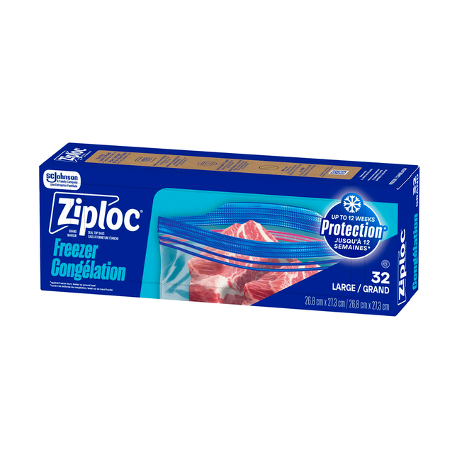 Ziploc - Grip N' Seal Freezer Bags Value Pack, Large | 32 Bags