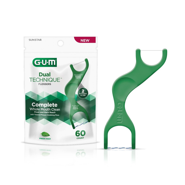 GUM - Dual Technique 2IN1 Flossers - Fresh Mint | 50 Count