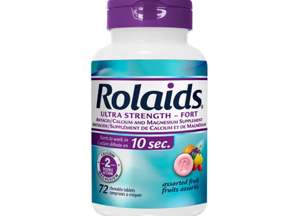 Rolaids - Comprimés à croquer antiacides ultra-puissants, saveur de fruits assortis | 72 comprimés