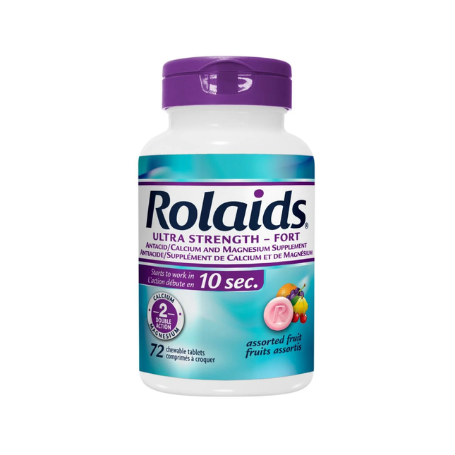 Rolaids - Comprimés à croquer antiacides ultra-puissants, saveur de fruits assortis | 72 comprimés