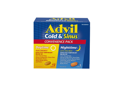 Advil - Cold & Sinus Convenience Pack | 12 Daytime Caplets + 6 Nighttime Caplets