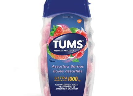 Tums - Comprimés antiacides ultra forts de 1 000 mg - Saveur de baies assorties | 72 comptes