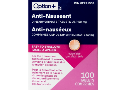 Option+ Anti-Nauseant Tablets 50 mg | 100 Tablets