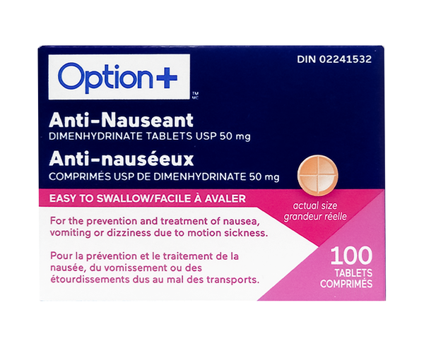 Option+ Anti-Nauseant Tablets 50 mg | 100 Tablets – White Cross E-Store