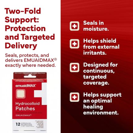 EmuaidMAX - Hydrocolloid Patches 25 x 25 mm | 12 Patches