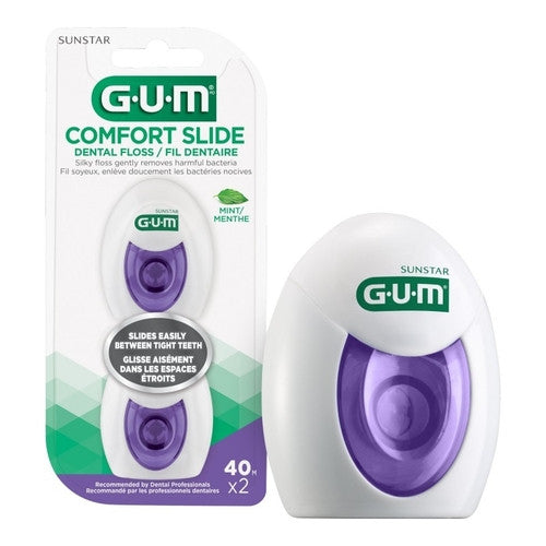 GUM - Fil dentaire Comfort Slide - Saveur menthe | 2X40m