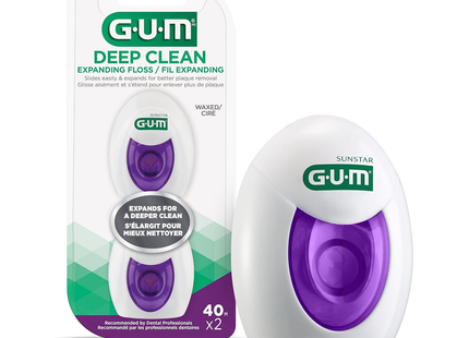 GUM - Deep Clean Expanding Floss - Waxed - 2 Pack | 40 M X 2