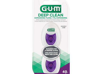 GUM - Deep Clean Expanding Floss - Waxed - 2 Pack | 40 M X 2