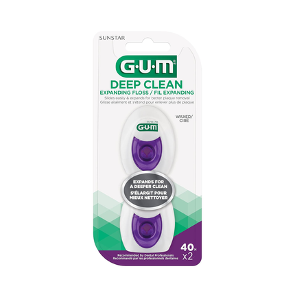 GUM - Fil expansible Deep Clean - Ciré - Paquet de 2 | 40 MX2
