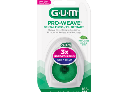 GUM - Pro Weave Dental Floss, Mint Waxed | 165 M